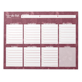 Bloco De Notas Lista de Tarefas Pendentes por Semana Grande - Des