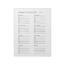 Bloco De Notas Lista de Tarefas Pendentes Semanais