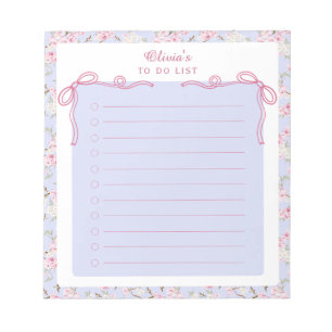 Bloco De Notas Lista de Tarefas Personalizada com Laço Coquette F