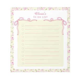 Bloco De Notas Lista de Tarefas Personalizada Floral Amarelo Rosa