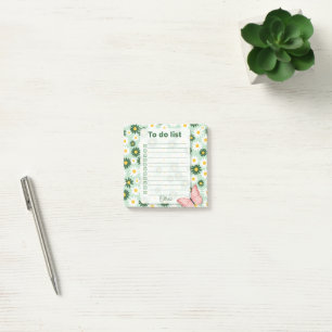 Bloco De Notas Lista de Tarefas Personalizada Margarida & Borbole