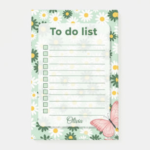 Bloco De Notas Lista de Tarefas Personalizada Margarida & Borbole
