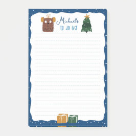 Bloco De Notas Lista de Tarefas Personalizável Gato de Natal Fofo
