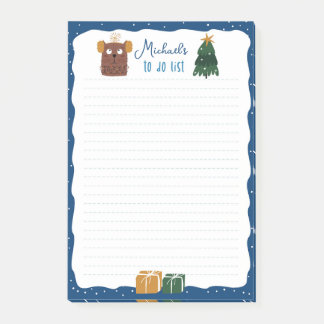Bloco De Notas Lista de Tarefas Personalizável Gato de Natal Fofo