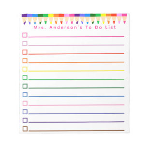 Bloco De Notas Lista de Tarefas Personalizável Lápis Arco-Íris