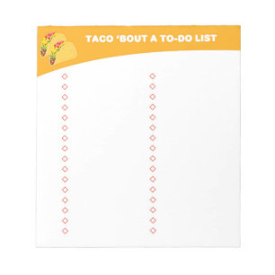 Bloco De Notas Lista de Tarefas - Presente para Amantes do Taco -