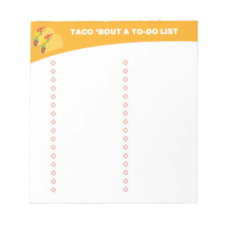 Bloco De Notas Lista de Tarefas - Presente para Amantes do Taco -