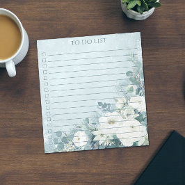 Bloco De Notas Lista de Tarefas Rosa Azul Aquarela Floral Bonito