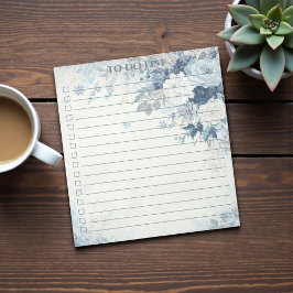 Bloco De Notas Lista de Tarefas Rosa Azul Aquarela Floral Bonito