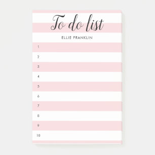 Bloco De Notas Lista de Tarefas Seu Nome Rosa Bege Listrado