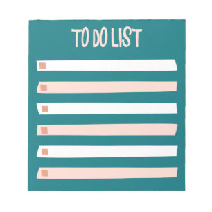 Bloco De Notas Lista de Tarefas Simples Rosa Azul Branco