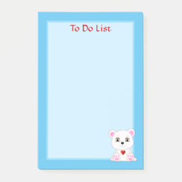 Bloco De Notas Lista de Tarefas Urso Polar em Azul Claro
