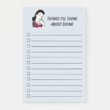 Lista de verificação da mulher retrô de 1950, azul