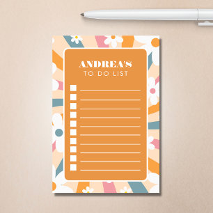 Bloco De Notas Lista De Verificação De Hippie Retro Daisy Para Fa