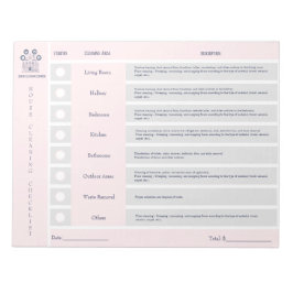 Bloco De Notas Lista de Verificação de Limpeza de Casa e Bloco de