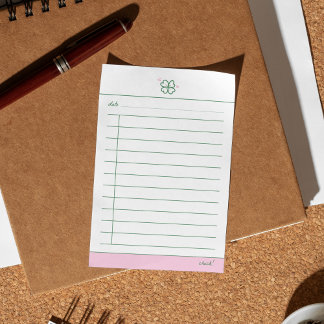 Bloco De Notas Lista de verificação diária de sorte de quatro fol