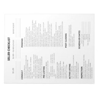 BLOCO DE NOTAS LISTA DE VERIFICAÇÃO DO VENDEDOR PARA REALTORES