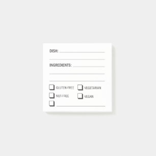 Bloco De Notas Lista de verificação dos ingredientes e da alerg