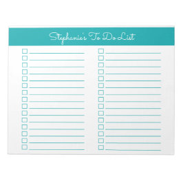 Bloco De Notas Lista de Verificação Simples Elegante Azul Turques