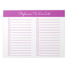 Bloco De Notas Lista de Verificação Simples Rosa Escuro 8,5x11 Du