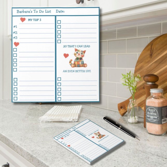 Bloco De Notas Lista do Planejador Personalizado de Cat Feliz par (Criador carregado)