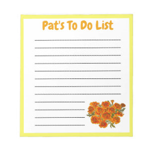 Bloco De Notas Lista Marigold To Do com quadro amarelo