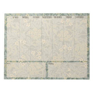 Bloco De Notas Lista semanal - William Morris Jasmine Notepad