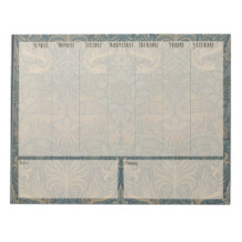 Bloco De Notas Lista semanal - William Morris Peacocks and Dragon