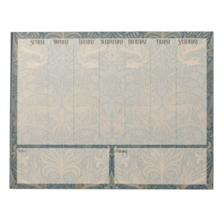 Bloco De Notas Lista semanal - William Morris Peacocks and Dragon