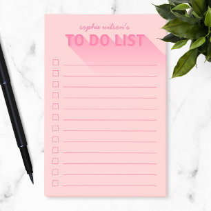 Bloco De Notas Lista Típica Moderna Rosa Para Fazer
