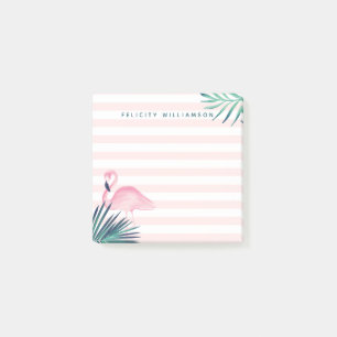 Bloco De Notas Listra cor-de-rosa & branca do flamingo tropical