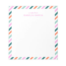 Bloco de Notas Listrado Fofo Rosa Personalizado