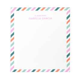 Bloco de Notas Listrado Fofo Rosa Personalizado