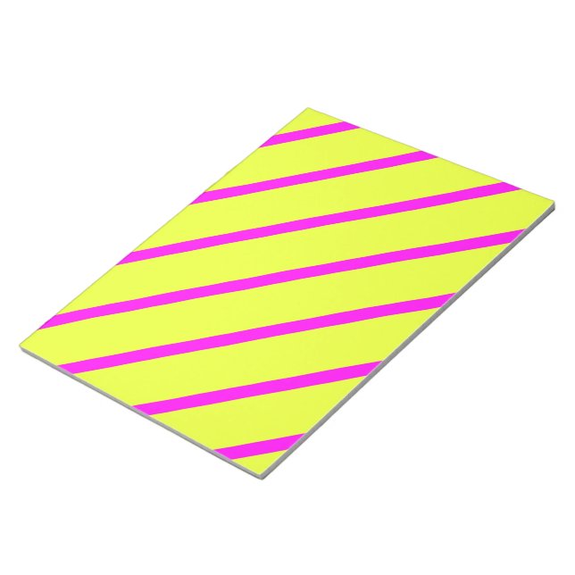 Bloco De Notas Listras amarelas neon e rosa vibrante (Inclinado)