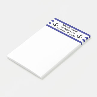 Bloco De Notas Listras da Marinha com Âncoras Personalizadas