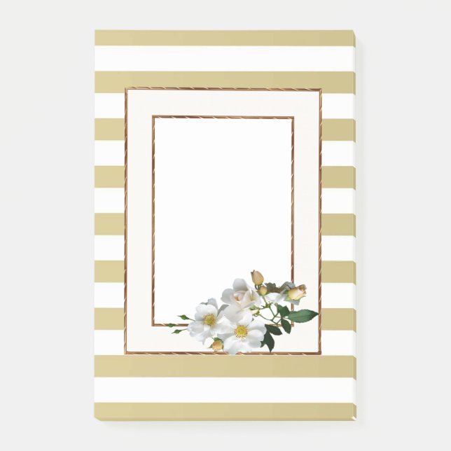 Bloco De Notas Listras Douradas e Flores (Frente)
