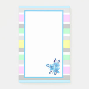 Bloco De Notas Listras e Flores Pastel Lindas