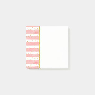 Bloco De Notas Listras Leves Rosa Faux Dourada Confetti