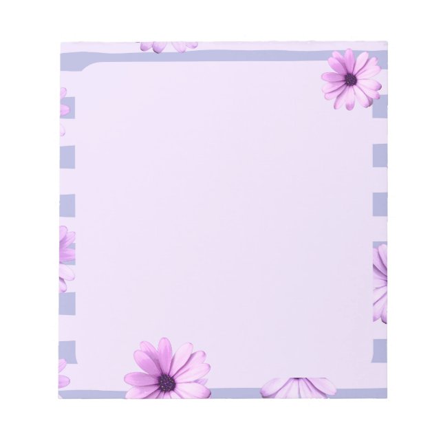 Bloco De Notas Listras pastel com padrão de Margaridas (Frente)
