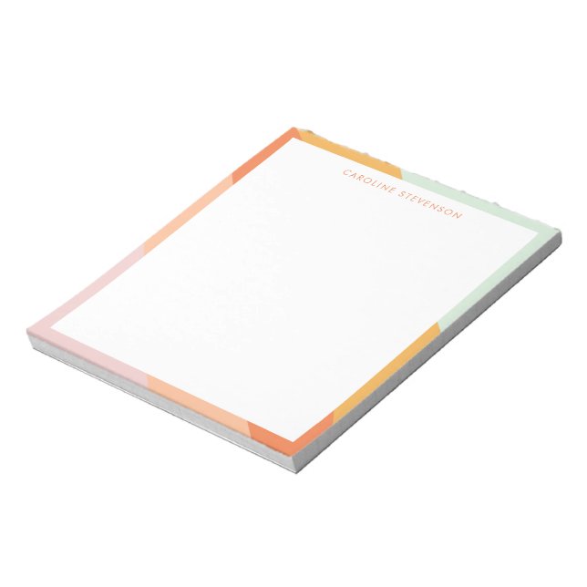 Bloco De Notas Listras Retrô Laranja Pastel Nome Personalizado (Invertido)