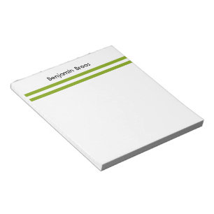 Bloco De Notas Listras verdes e brancas de nome personalizado