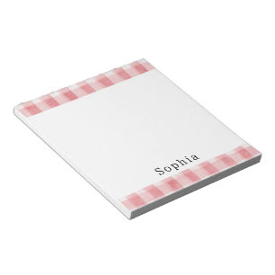 Bloco De Notas Listras Xadrez Rosa Branco Feminino Suave  