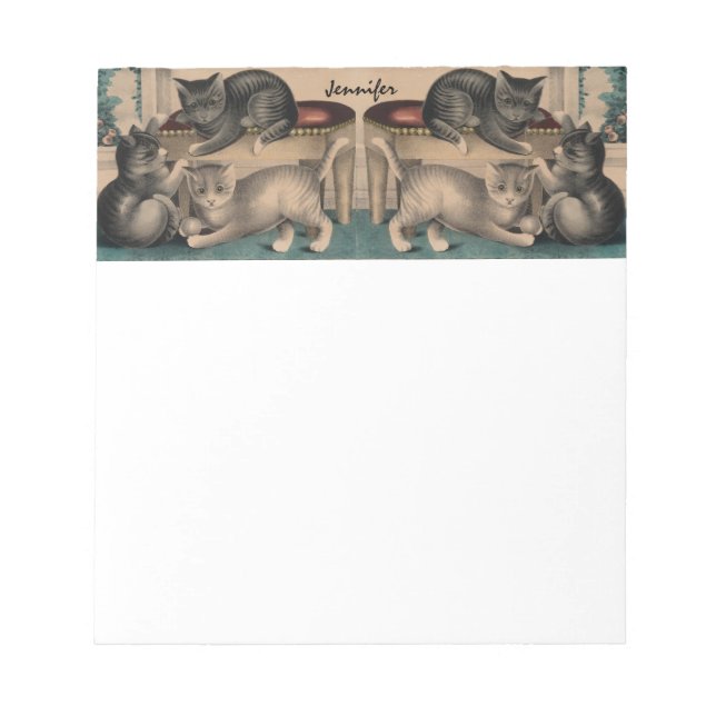 Bloco De Notas Litógrafo Vintage Adorable Kittens (Frente)