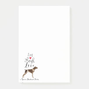 Bloco De Notas Live Laugh Love a German Shorired Pointer