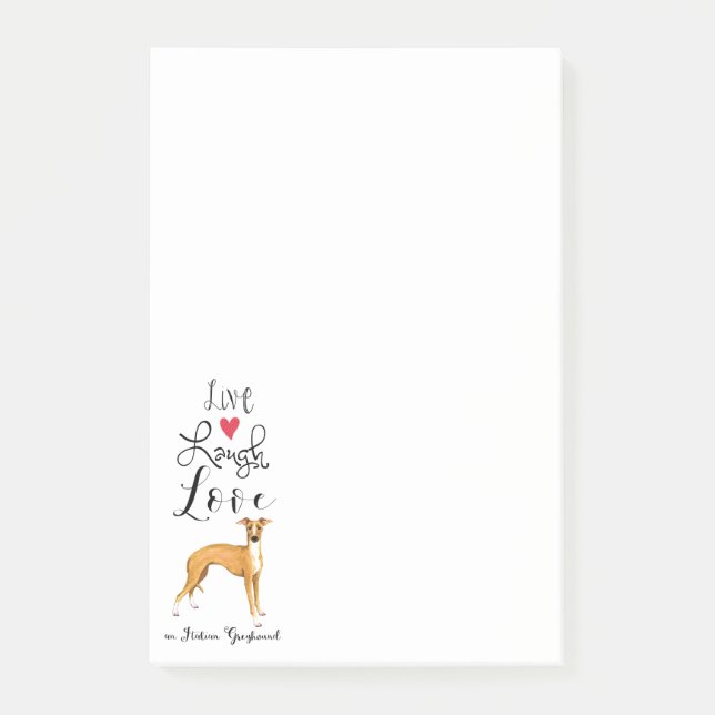 Bloco De Notas Live Laugh Love e um Posto italiano de Greyhound (Frente)