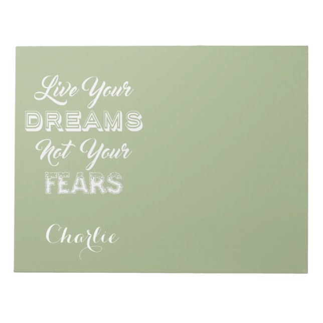 Bloco De Notas Live Your Dreams: nome personalizado e blocos de n (Frente)