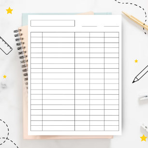 Bloco De Notas Livro de Log Personalizável Cinco Colunas Pequenas