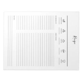 Bloco De Notas Livro de receitas moderno minimalista