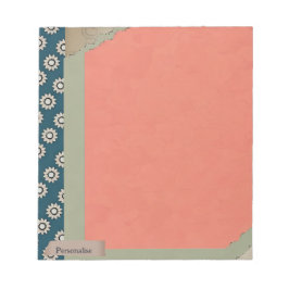 Bloco De Notas Livro Verde Floral Laranja Verde Vintage Torn