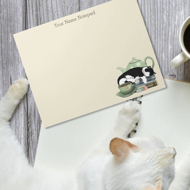 Bloco De Notas Livros Aconchegantes Gato Smoking Chá Adorável Bul (Criador carregado)